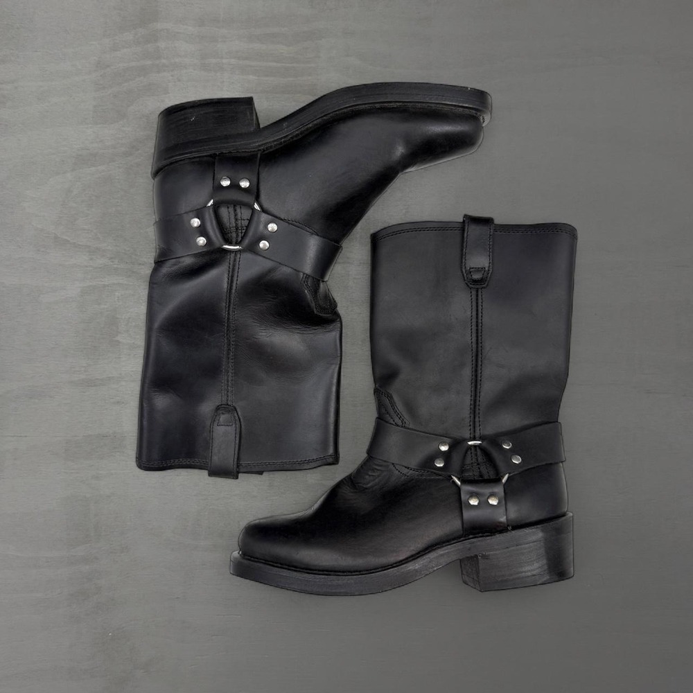 Dingo Molly Harness Boots Black Leather Square Toe Biker DI07370 Womens 9M